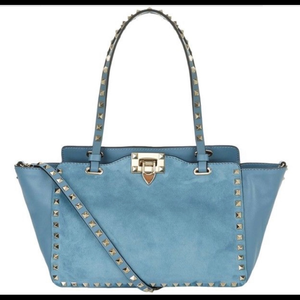 🌸Valentino Suede & leather Rockstud Tote Large